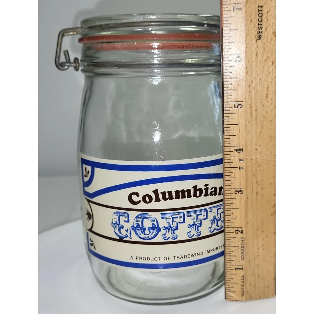Tradewind Importers Coffee Jar 1L Clear Vintage Wire Bail Glass